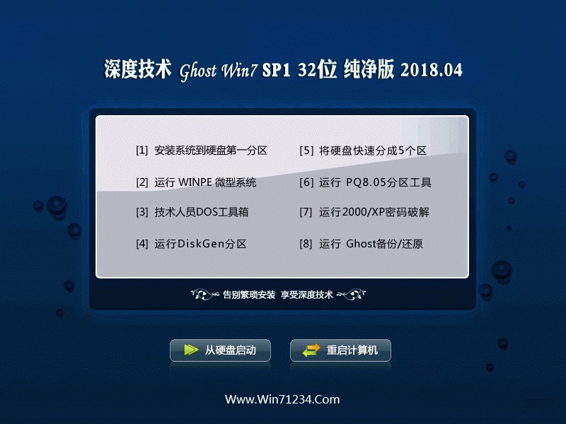 深度技術(shù) Ghost Win7 32位純凈版 201804